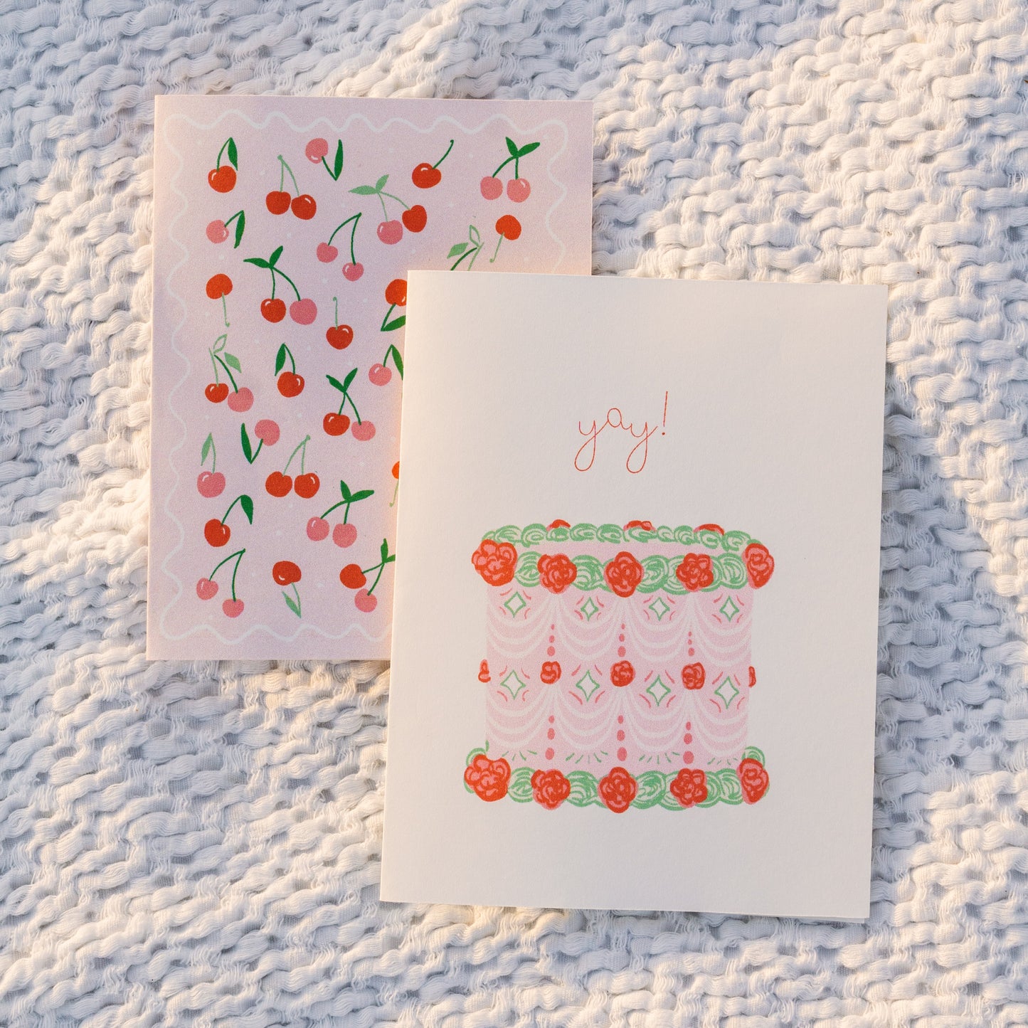 yay! pink vintage cake greeting card