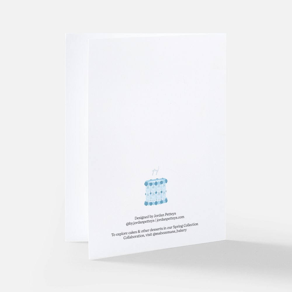 yay! blue vintage cake greeting card