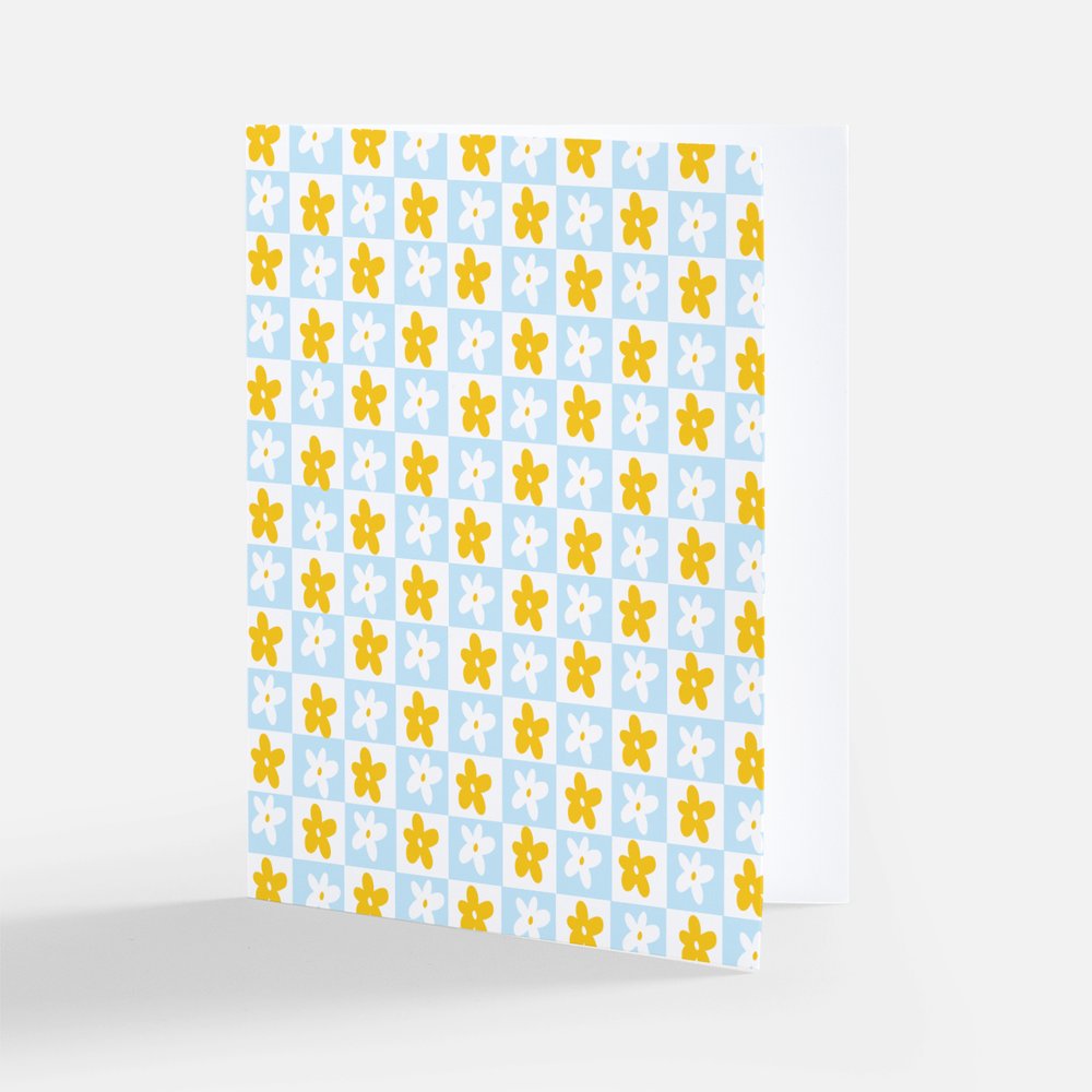 daisies in bloom! checkered greeting card