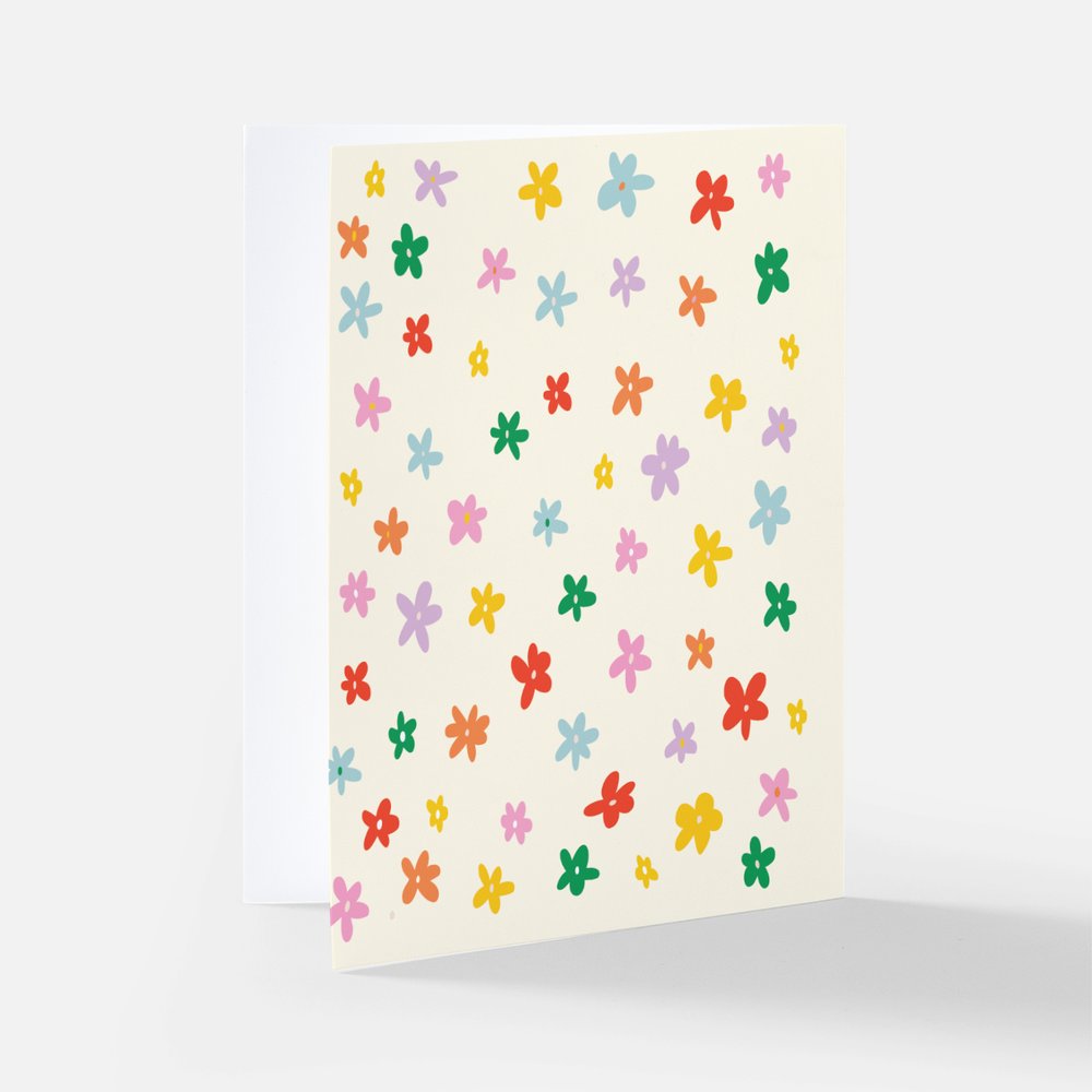 retro rainbow flowers! greeting card