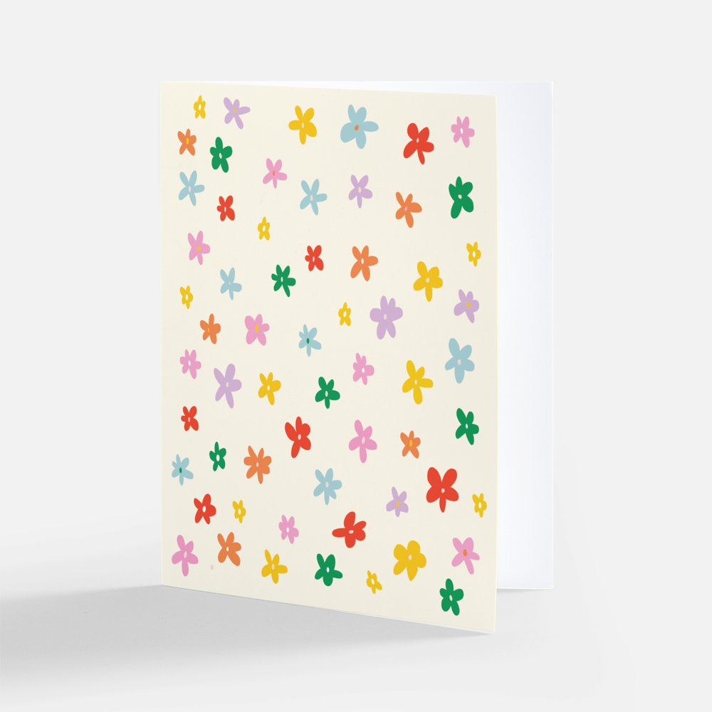 retro rainbow flowers! greeting card