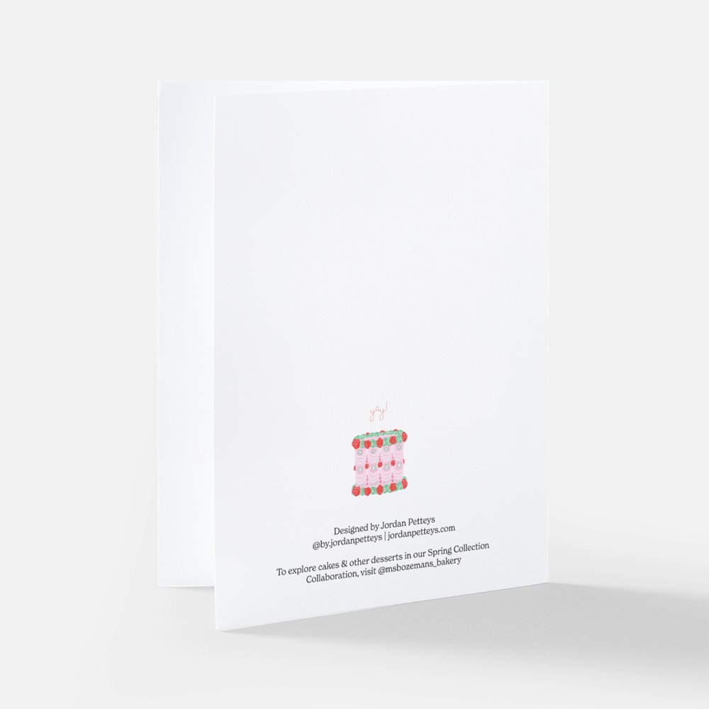 yay! pink vintage cake greeting card